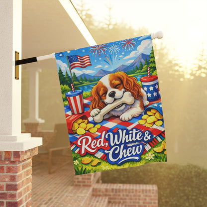 Personalized Cavalier July 4th Picnic Garden Flag