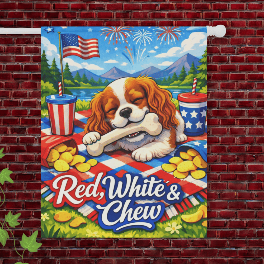 Personalized Cavalier July 4th Picnic Garden Flag 24.5'' × 32''