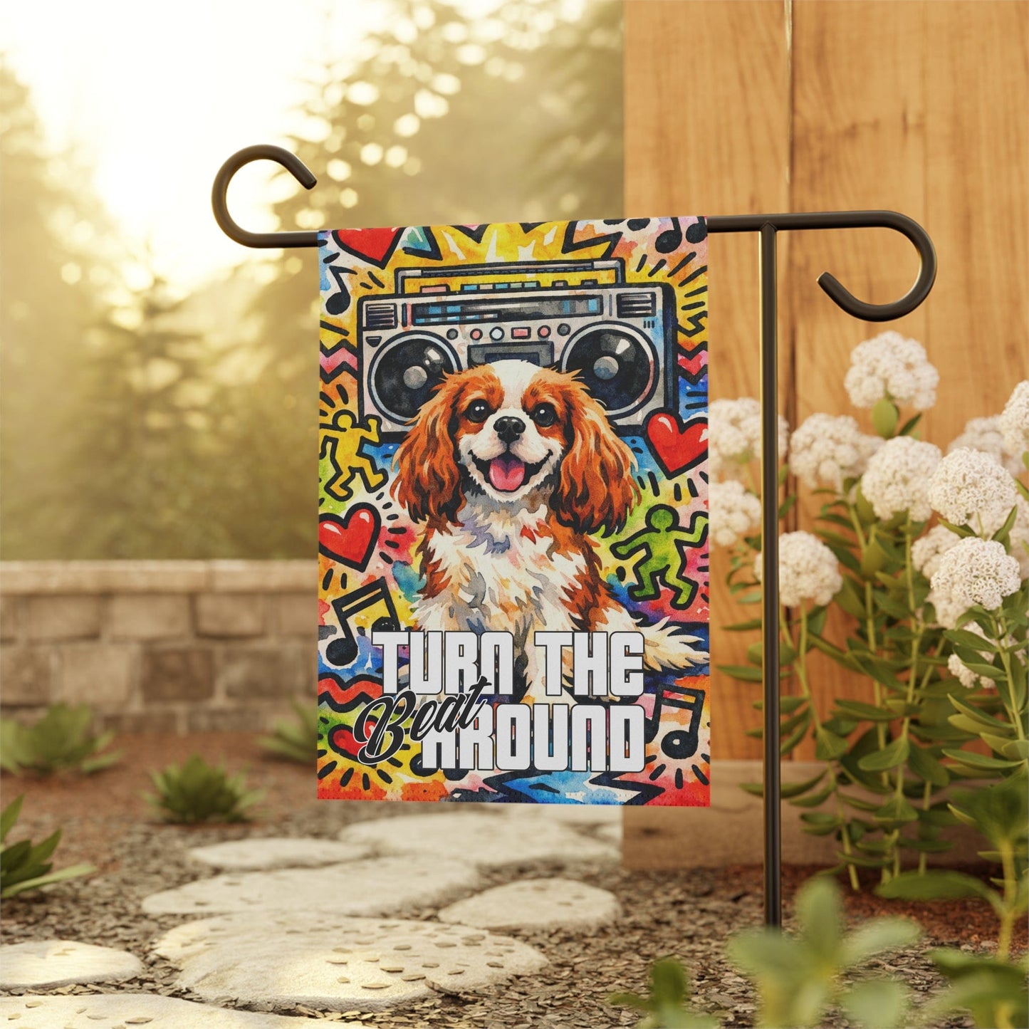 Personalized Cavalier 90s Music Garden Flag