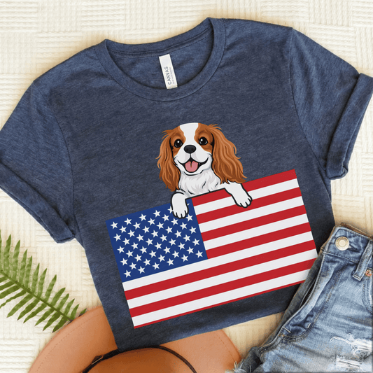 Personalized Cavalier American USA Unisex Tshirt Heather Navy