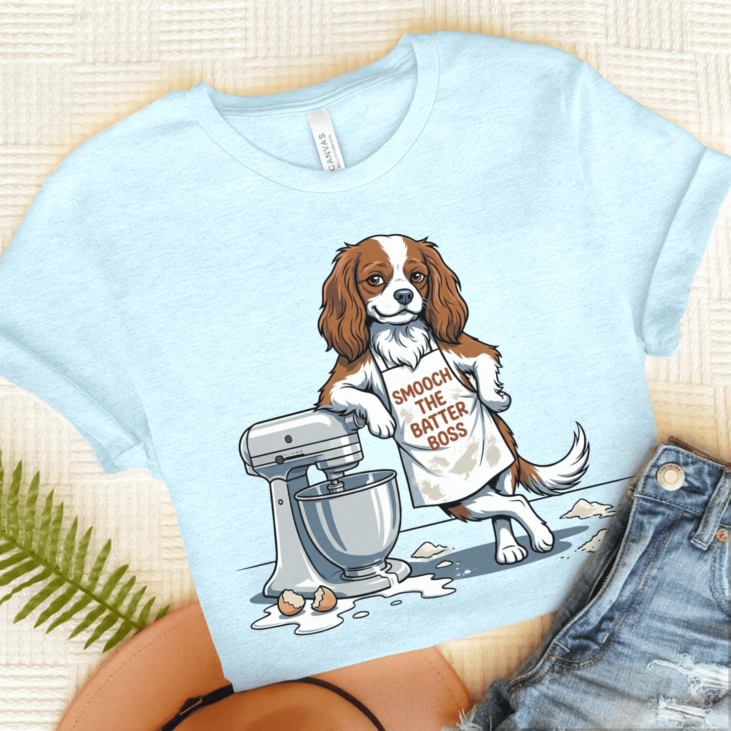 Personalized Cavalier Baking Unisex Tshirt Heather Ice Blue