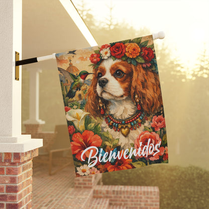Personalized Cavalier Bienvenidos Garden Flag