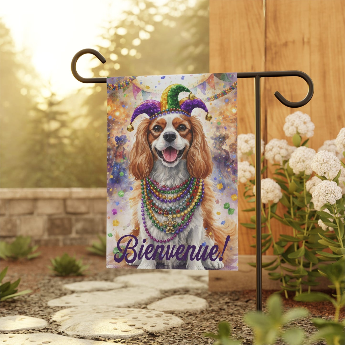 Personalized Cavalier Mardi Gras Yard Flag