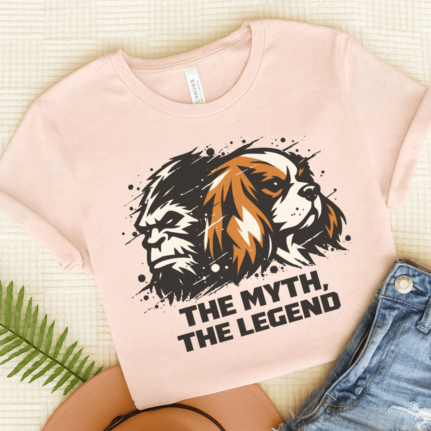 Personalized Cavalier Bigfoot Unisex TShirt Soft Pink