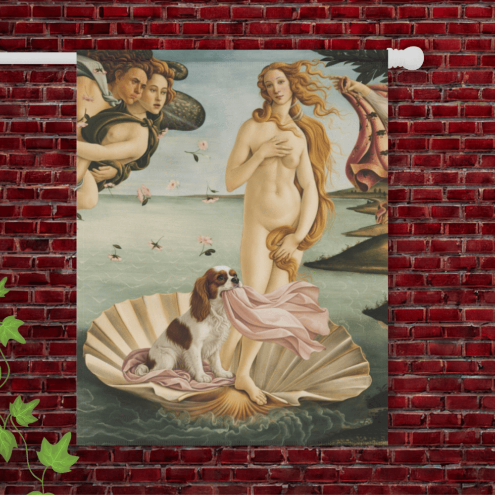 Personalized Cavalier Venus Painting Garden Flag 24.5'' × 32''
