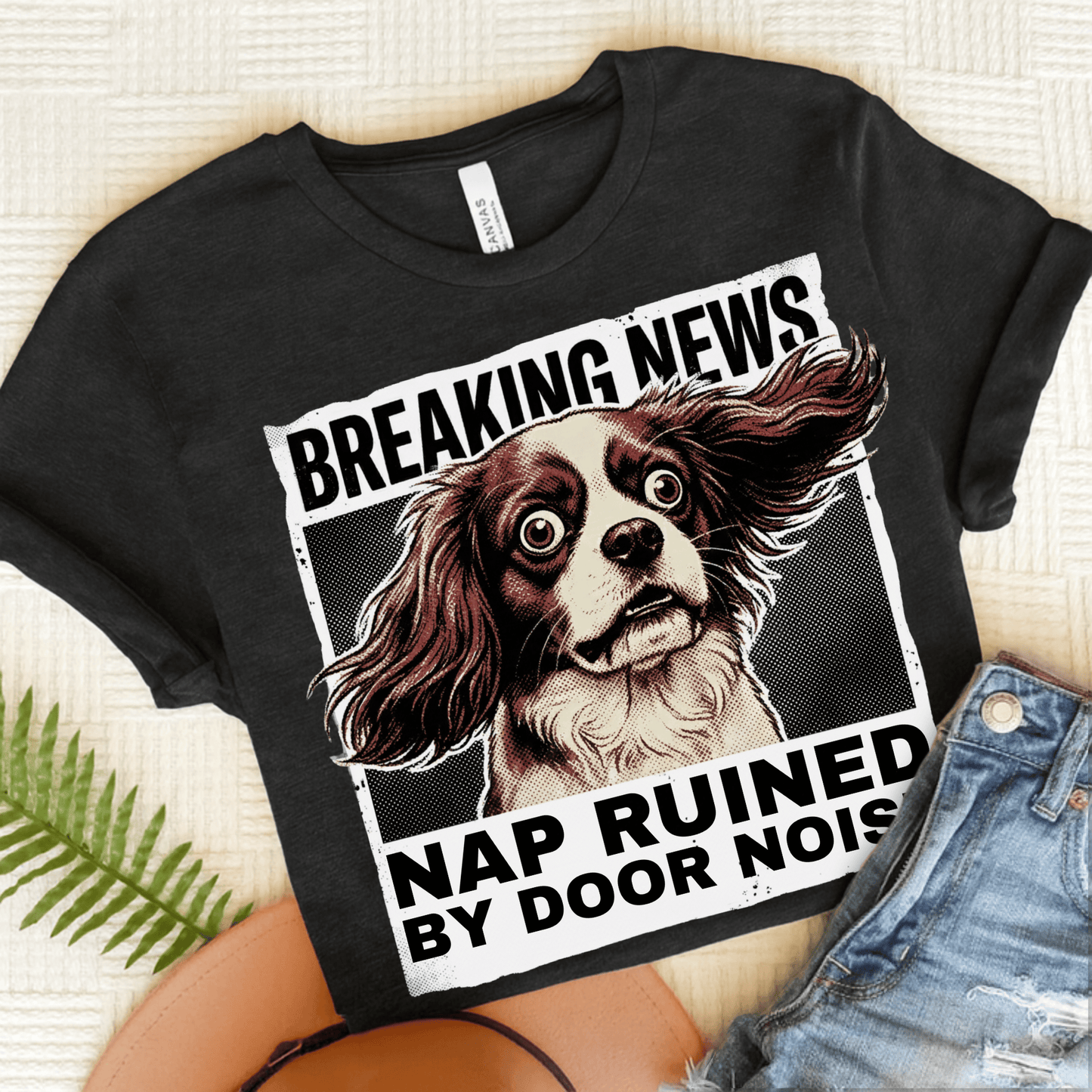 Personalized Cavalier Breaking News Unisex Tshirt Dark Grey Heather