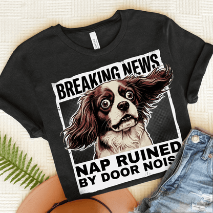 Personalized Cavalier Breaking News Unisex Tshirt Dark Grey Heather