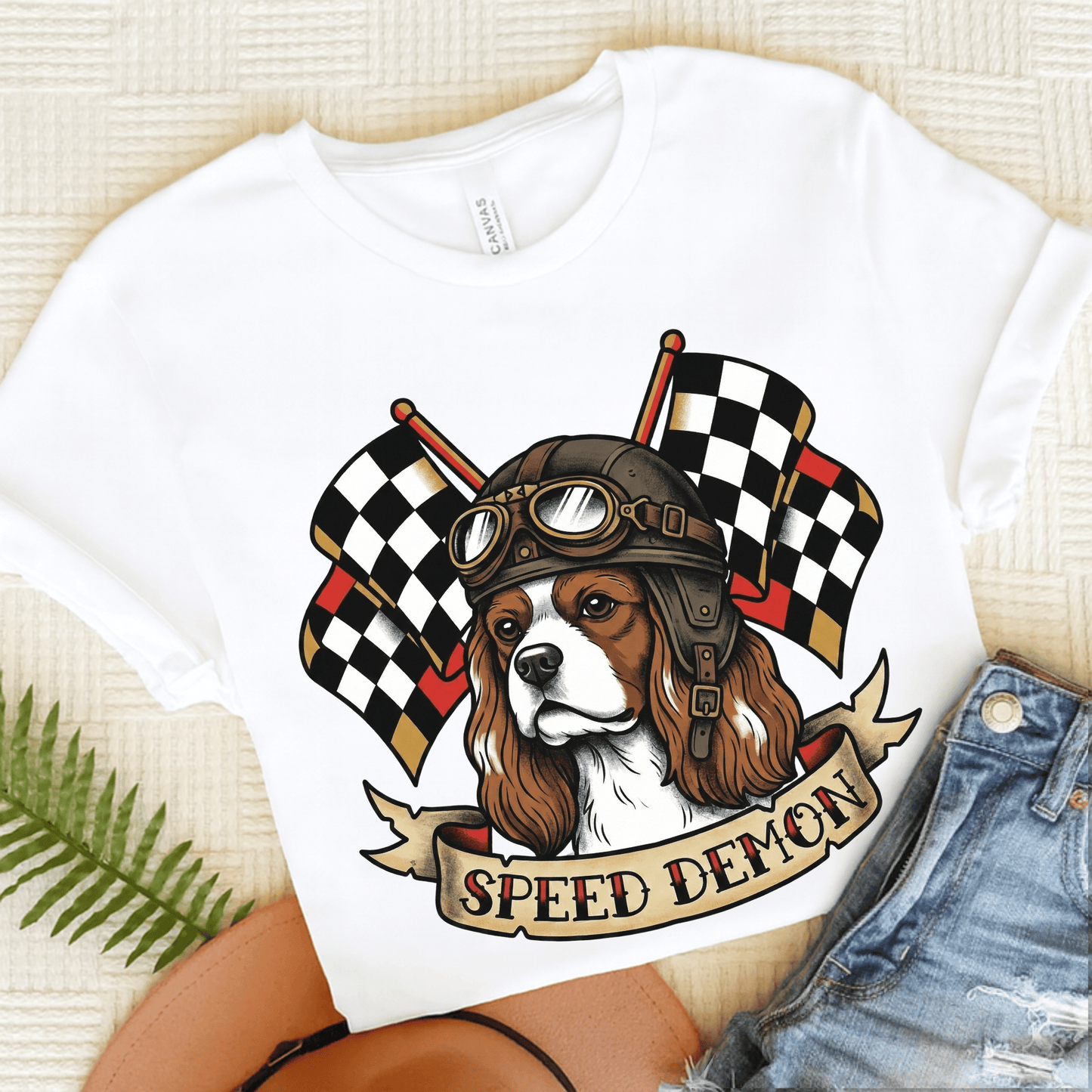 Personalized Cavalier Car Racing Unisex Tshirt White