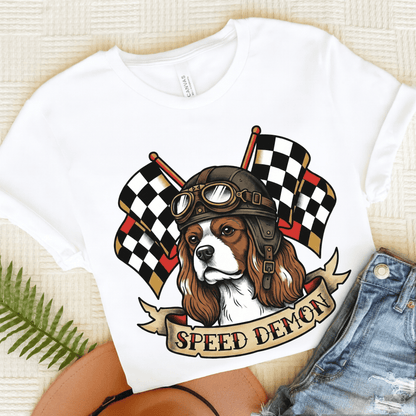 Personalized Cavalier Car Racing Unisex Tshirt White