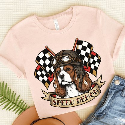 Personalized Cavalier Car Racing Unisex Tshirt Soft Pink