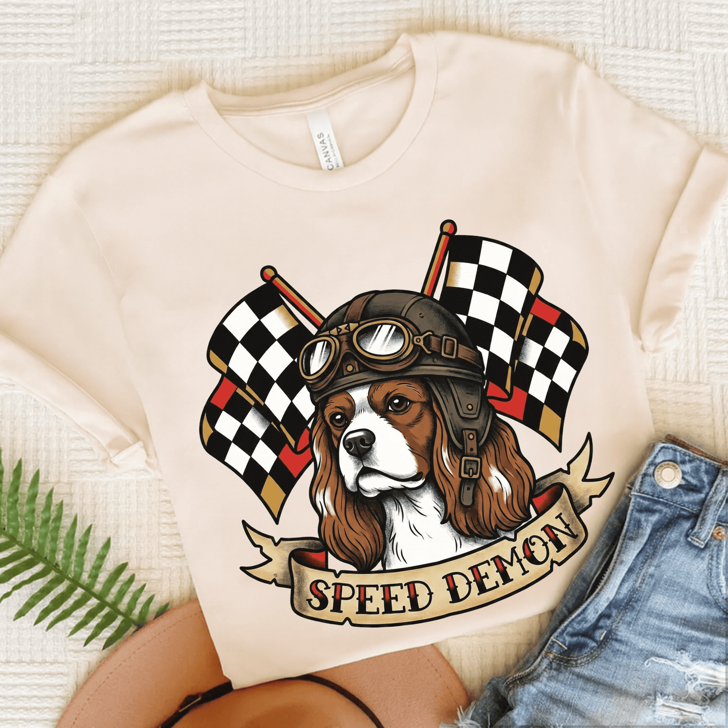 Personalized Cavalier Car Racing Unisex Tshirt Natural