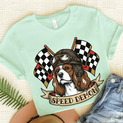 Personalized Cavalier Car Racing Unisex Tshirt Heather Mint