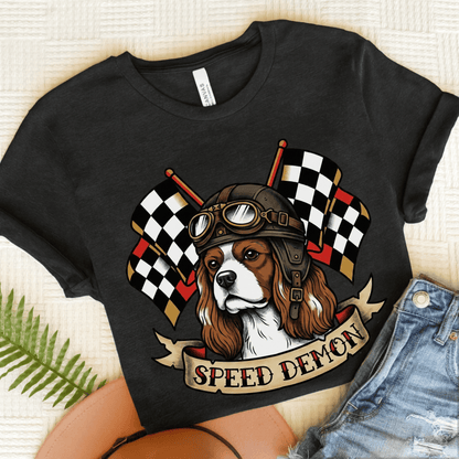 Personalized Cavalier Car Racing Unisex Tshirt Dark Grey Heather