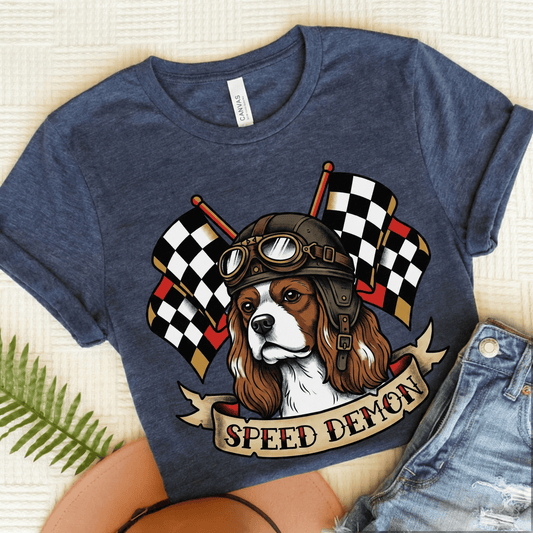 Personalized Cavalier Car Racing Unisex Tshirt Heather Navy