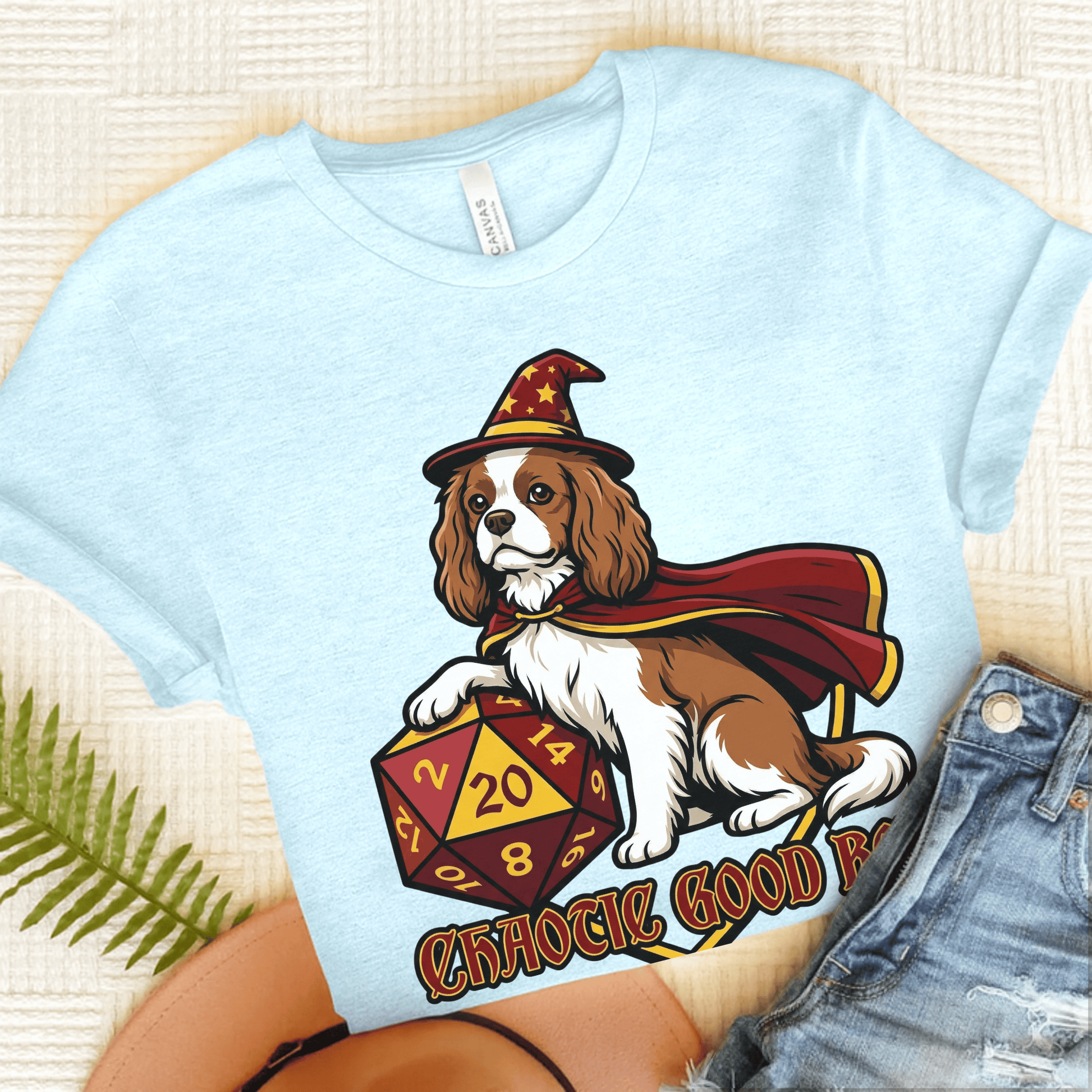 Personalized Cavalier Good Boy Unisex Tshirt Heather Ice Blue