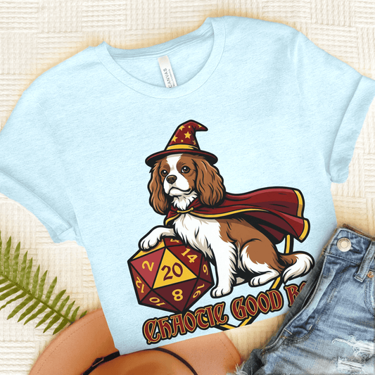 Personalized Cavalier Good Boy Unisex Tshirt Heather Ice Blue