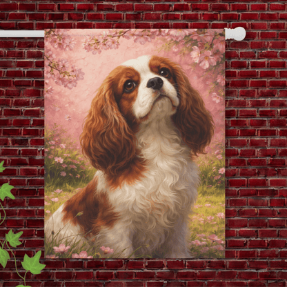 Personalized Cavalier Cherry Blossom Garden Flag 24.5'' × 32''
