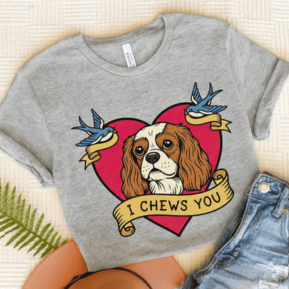 Personalized Cavalier Chews Valentine Unisex Tshirt Athletic Heather