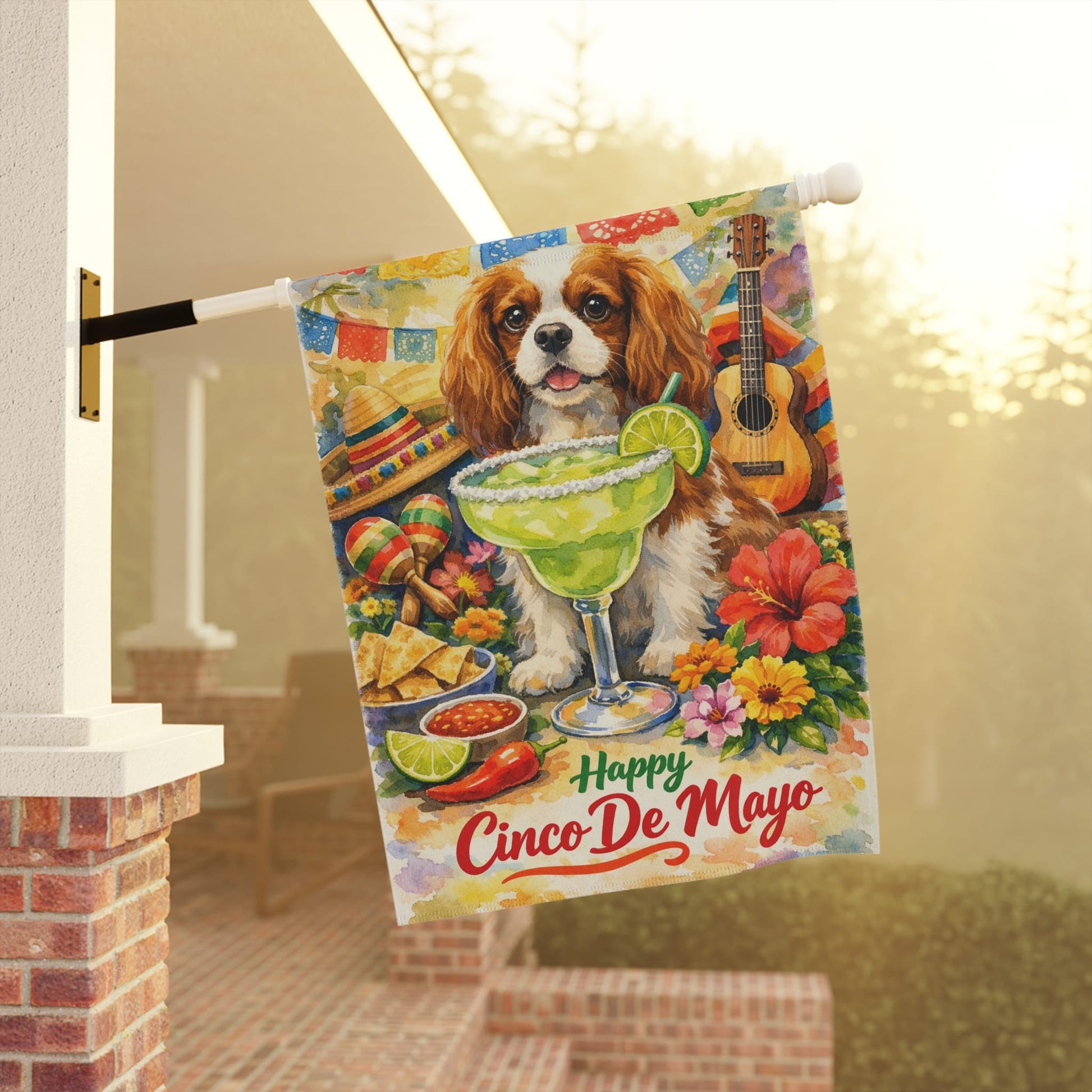 Personalized Cavalier Cinco De Mayo Garden Flag
