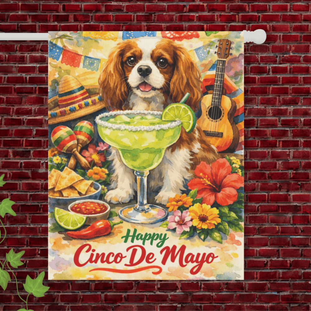 Personalized Cavalier Cinco De Mayo Garden Flag 24.5'' × 32''