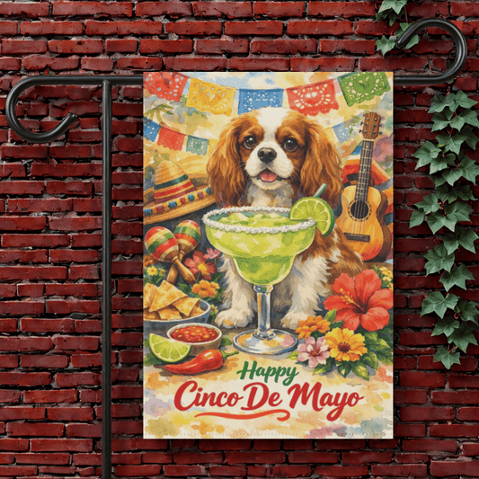 Personalized Cavalier Cinco De Mayo Garden Flag 12'' × 18''