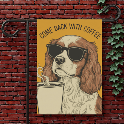 Personalized Cavalier Coffee Lover Dog Yard Flag 12'' × 18''