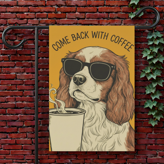 Personalized Cavalier Coffee Lover Dog Yard Flag 12'' × 18''