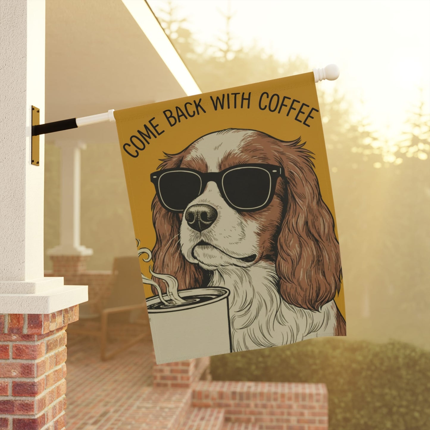Personalized Cavalier Coffee Lover Dog Yard Flag