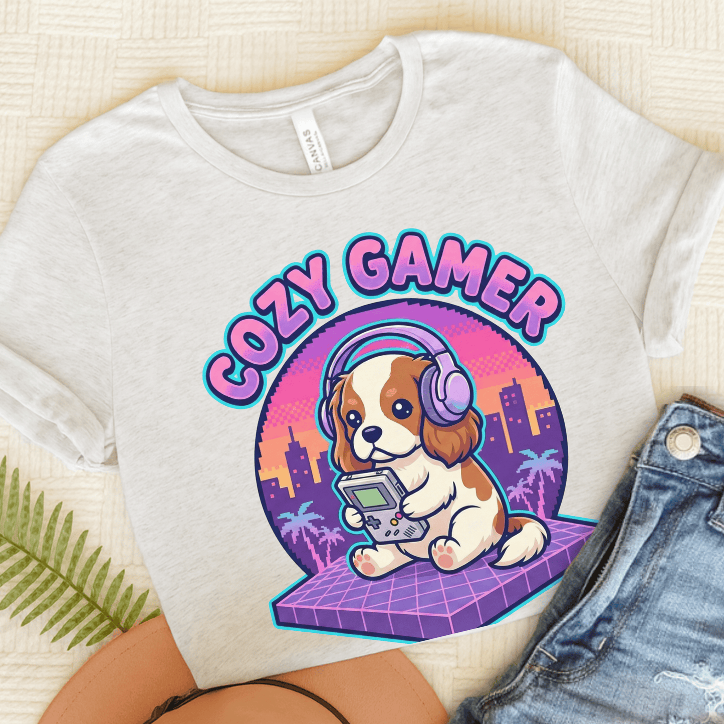 Personalized Cavalier Cozy Gamer Unisex Tshirt Ash