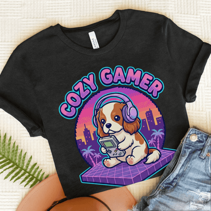 Personalized Cavalier Cozy Gamer Unisex Tshirt Dark Grey Heather