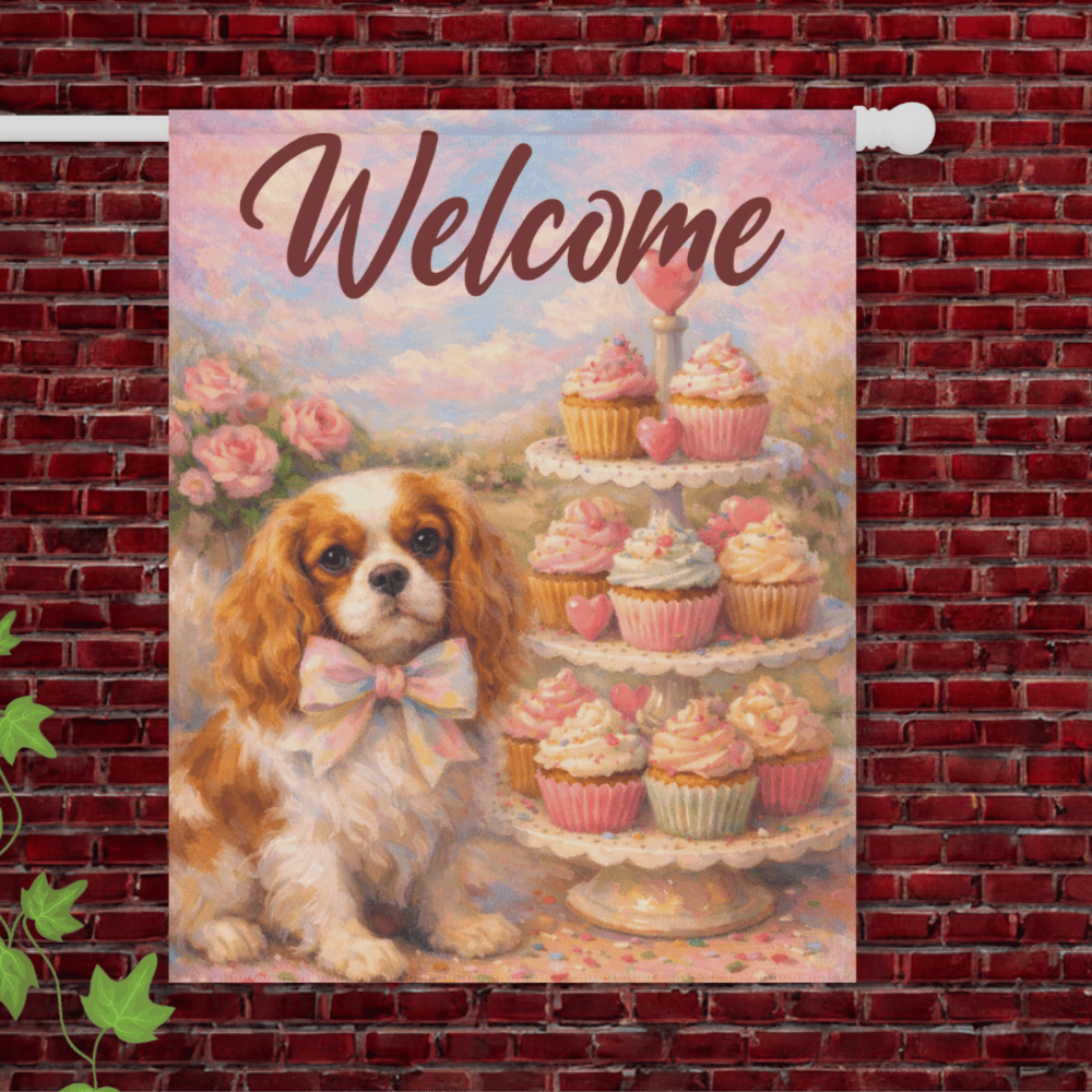 Personalized Cavalier Cupcake Garden Yard Flag 24.5'' × 32''