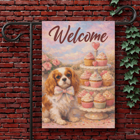 Personalized Cavalier Cupcake Garden Yard Flag 12'' × 18''