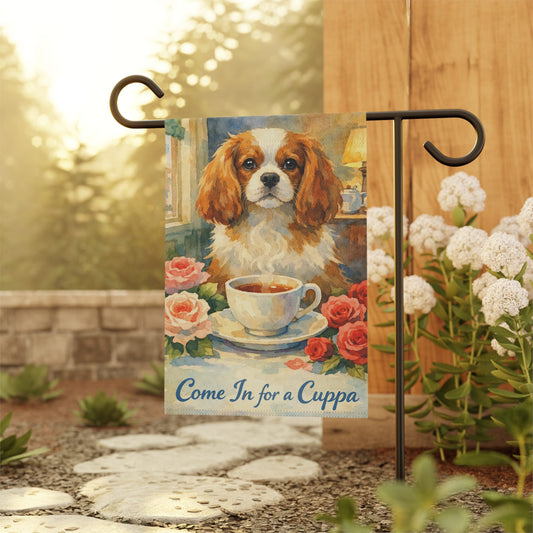 Personalized Cavalier Cuppa Tea Garden Flag