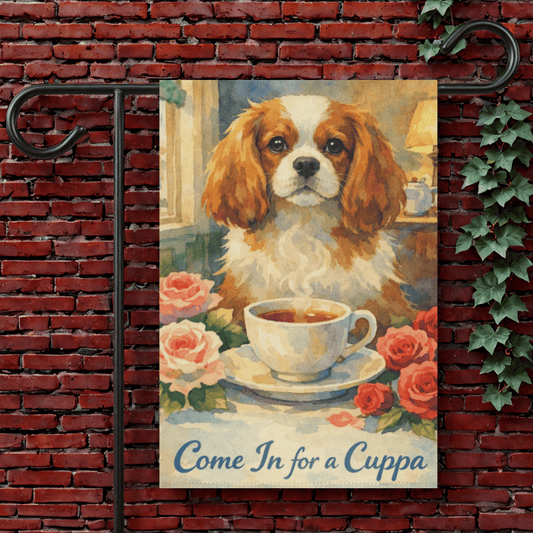 Personalized Cavalier Cuppa Tea Garden Flag 12'' × 18''