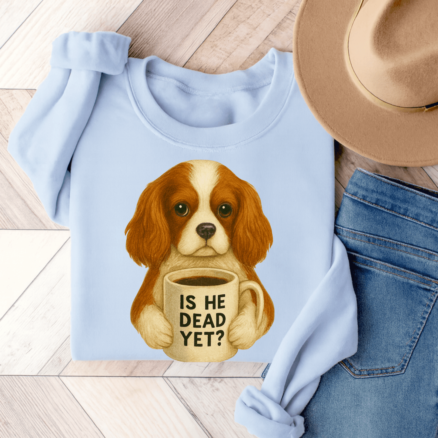 Blenheim Cavalier Dead Yet Sweatshirt Light Blue