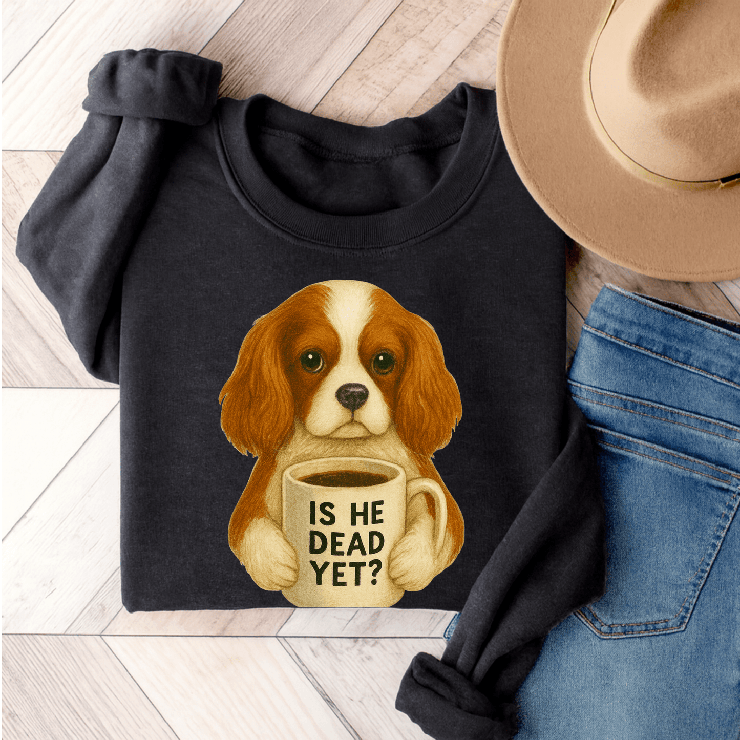 Blenheim Cavalier Dead Yet Sweatshirt Dark Heather
