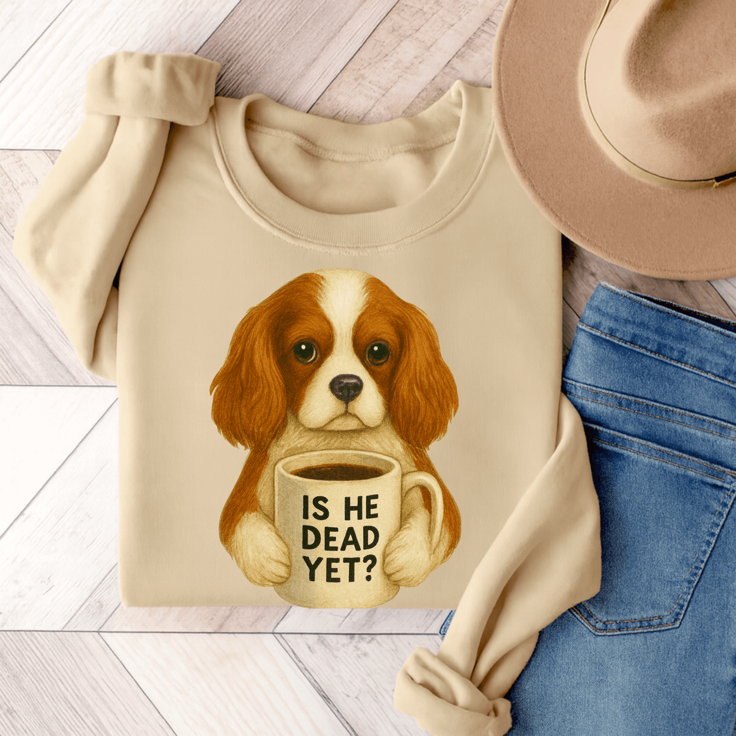 Blenheim Cavalier Dead Yet Sweatshirt Sand