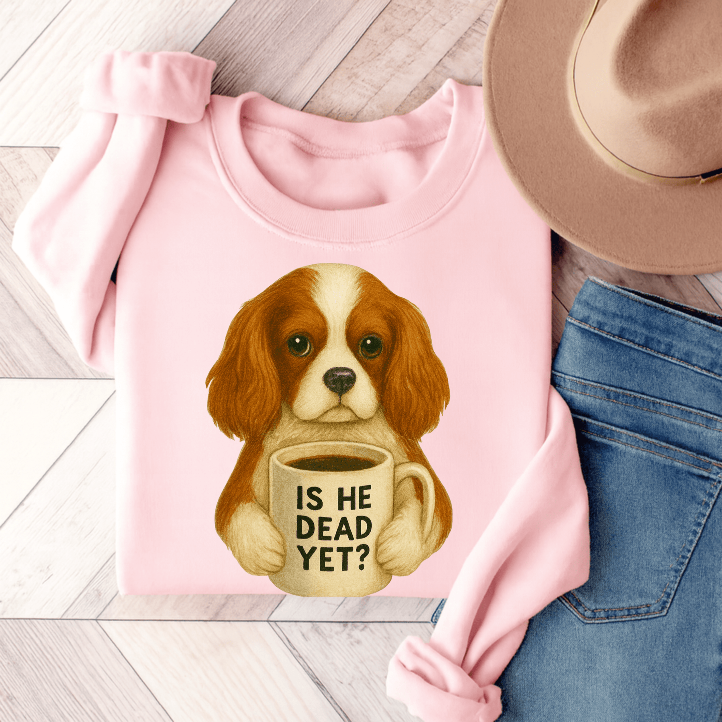 Blenheim Cavalier Dead Yet Sweatshirt Light Pink