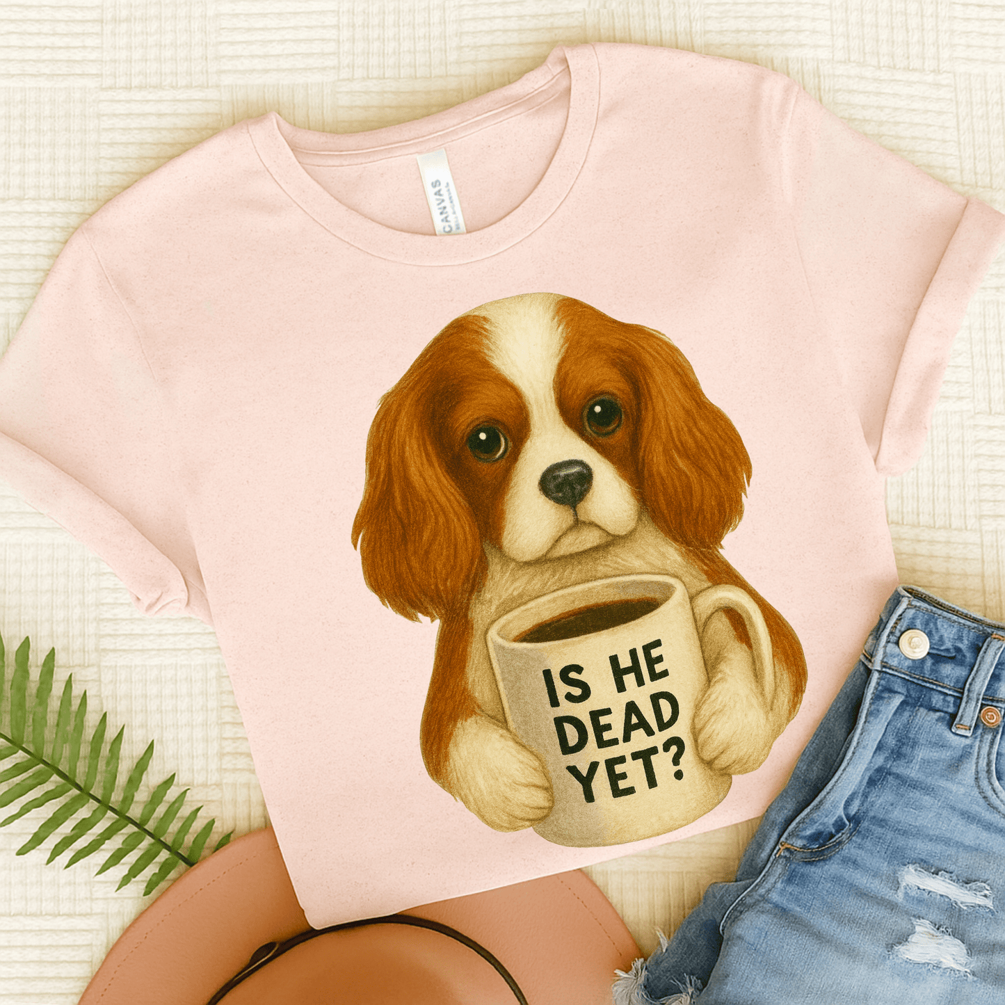 Blenheim Cavalier Dead Yet TShirt Soft Pink