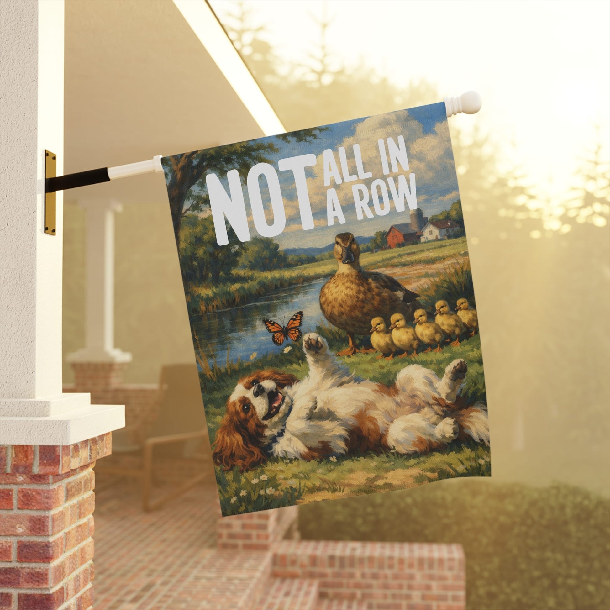 Personalized Cavalier Ducks in a Row Garden Flag