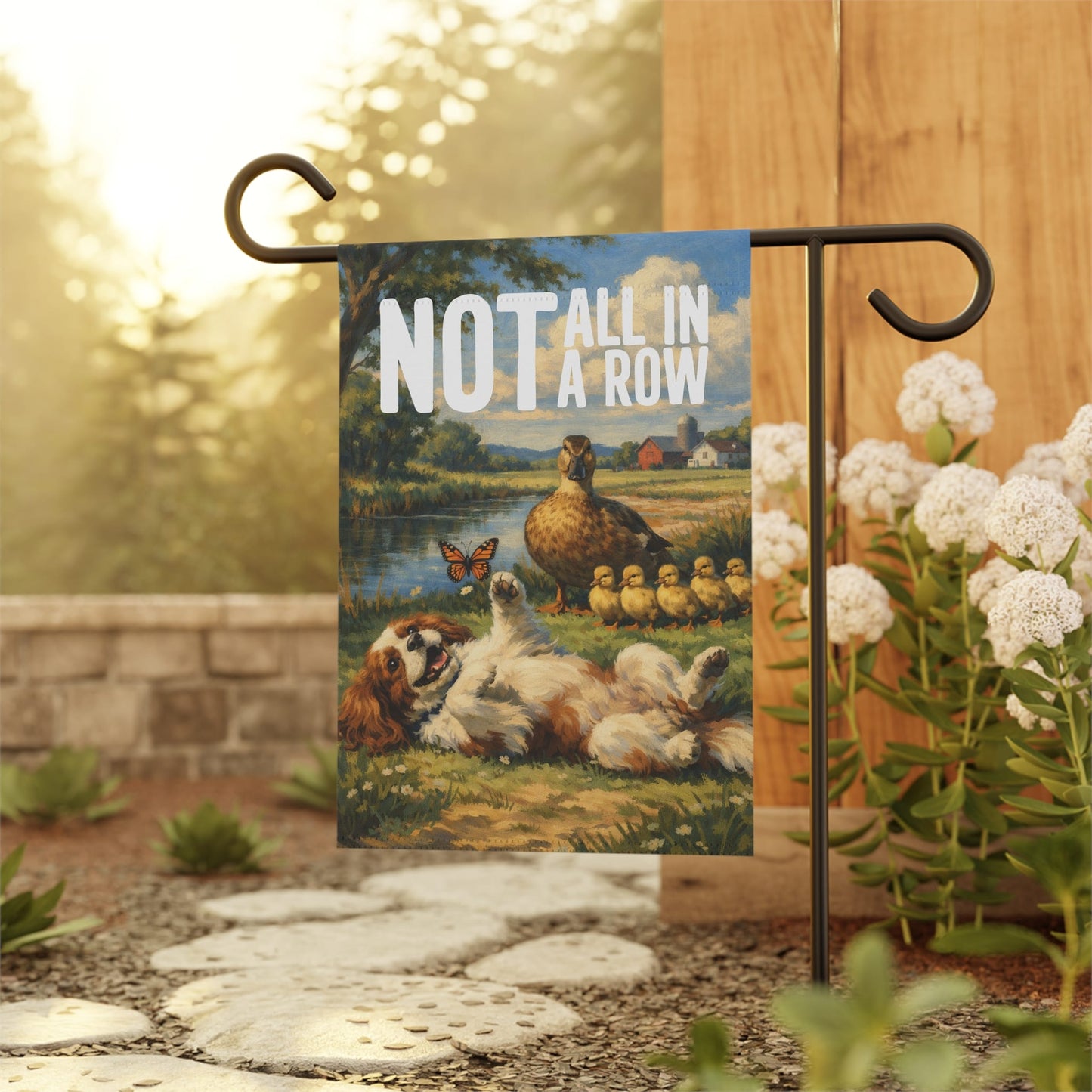 Personalized Cavalier Ducks in a Row Garden Flag
