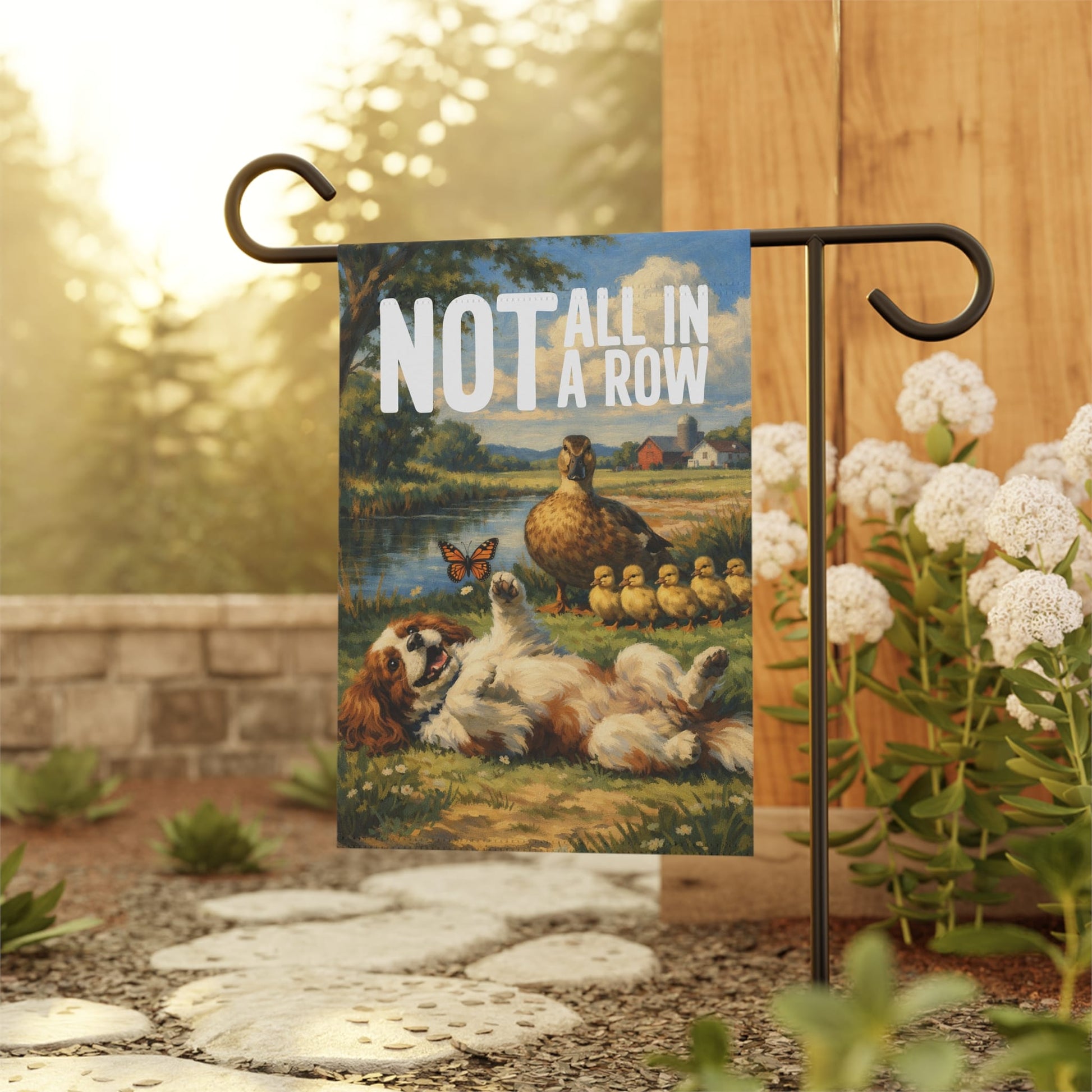 Personalized Cavalier Ducks in a Row Garden Flag