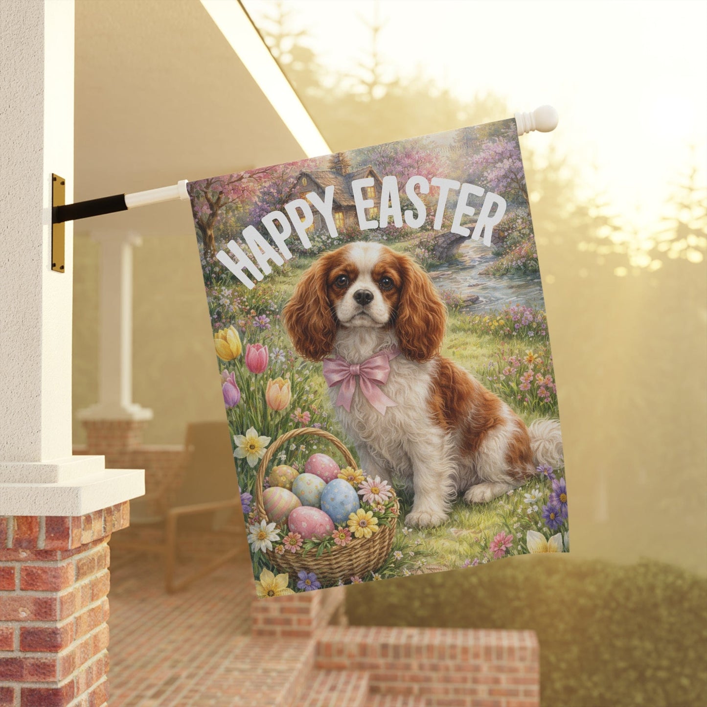Personalized Cavalier Elegant Easter Garden Flag
