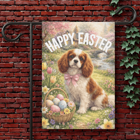 Personalized Cavalier Elegant Easter Garden Flag 12'' × 18''