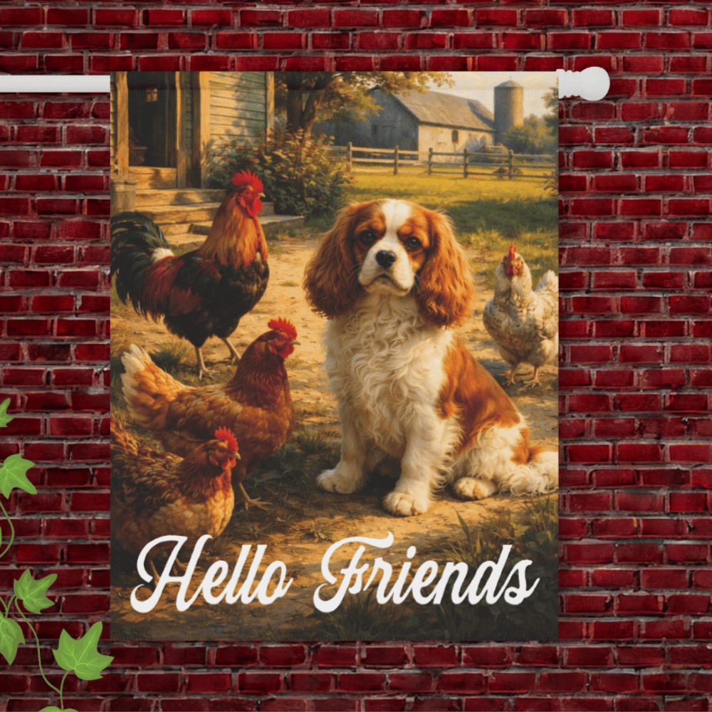 Personalized Cavalier Farm Chickens Garden Flag 24.5'' × 32''