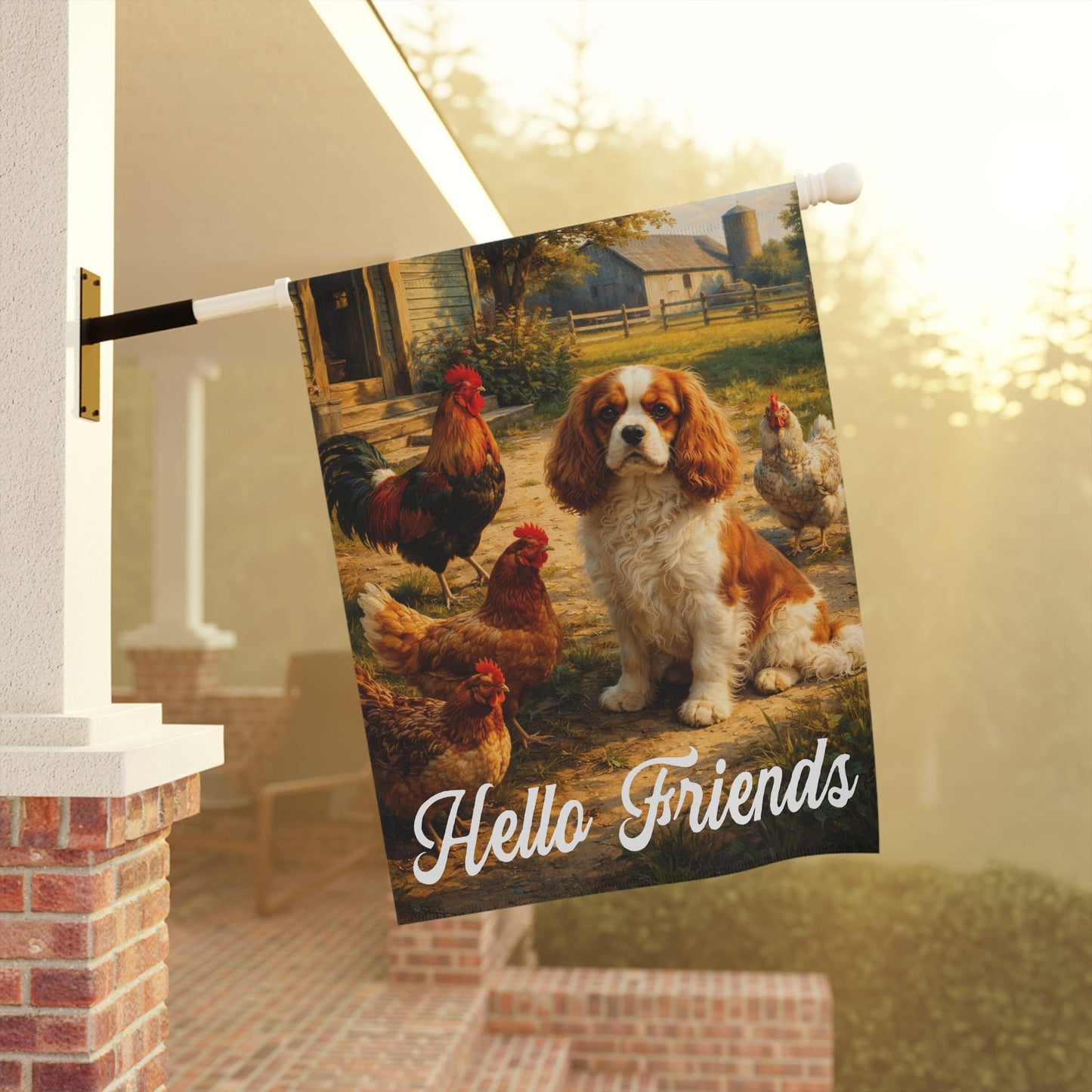 Personalized Cavalier Farm Chickens Garden Flag