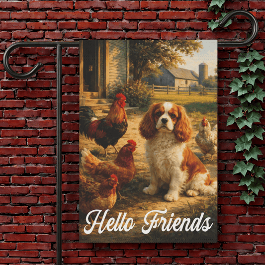 Personalized Cavalier Farm Chickens Garden Flag 12'' × 18''