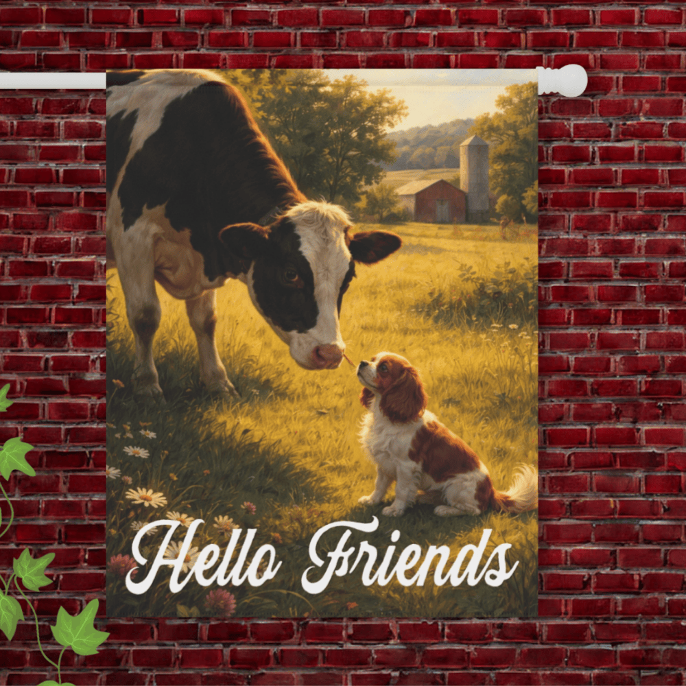 Personalized Cavalier Farm Cows Garden Flag 24.5'' × 32''