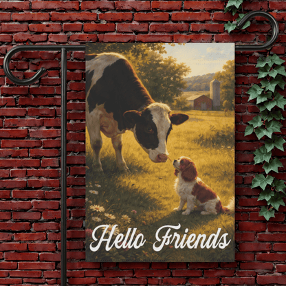 Personalized Cavalier Farm Cows Garden Flag 12'' × 18''