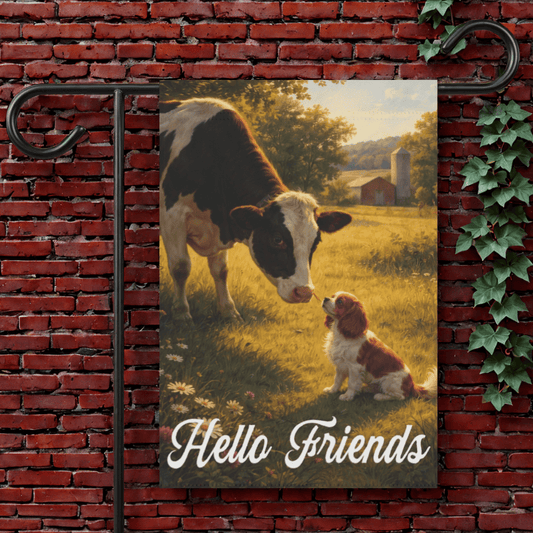 Personalized Cavalier Farm Cows Garden Flag 12'' × 18''